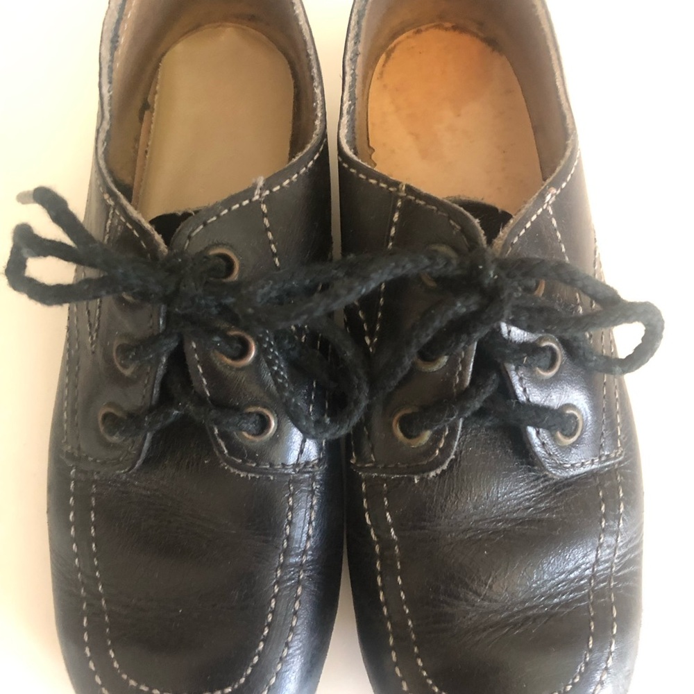 Authentic Vintage Black Leather Lace-up Shoes (roughly toddler size 9)